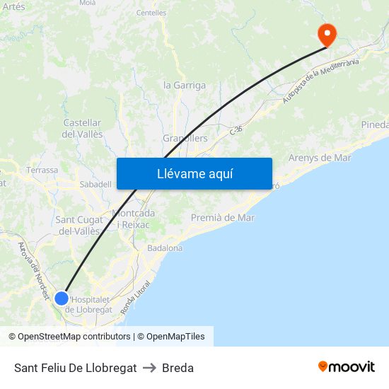 Sant Feliu De Llobregat to Breda map