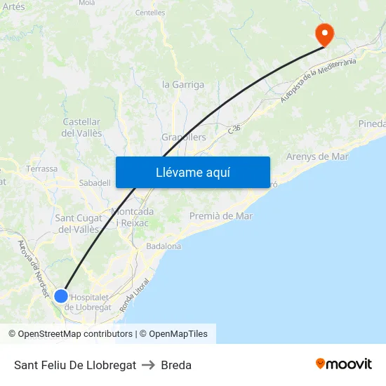 Sant Feliu De Llobregat to Breda map