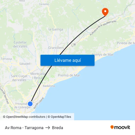 Av Roma - Tarragona to Breda map