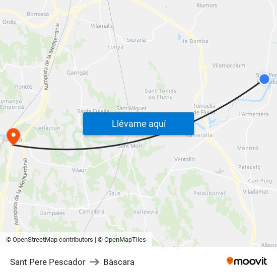 Sant Pere Pescador to Bàscara map