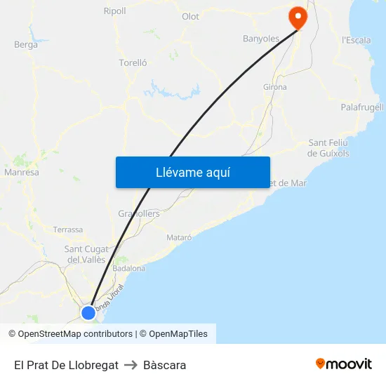 El Prat De Llobregat to Bàscara map