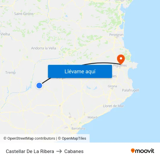 Castellar De La Ribera to Cabanes map