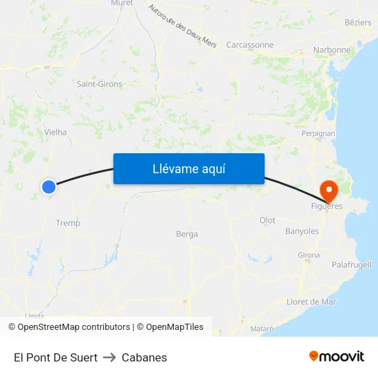 El Pont De Suert to Cabanes map