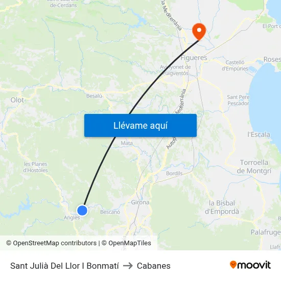 Sant Julià Del Llor I Bonmatí to Cabanes map