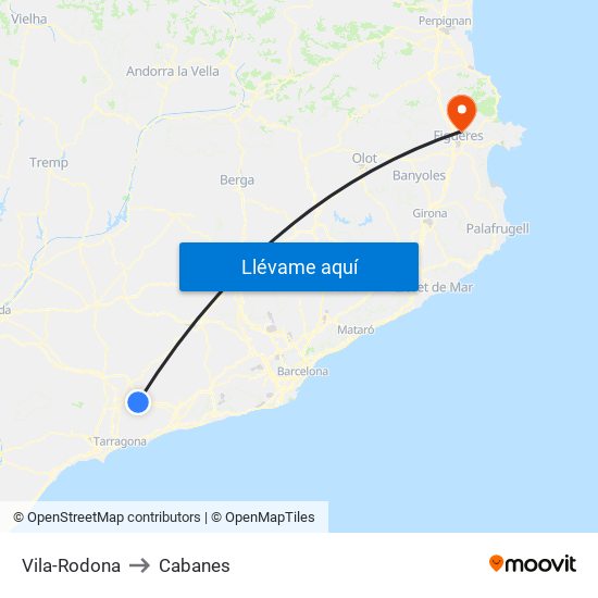 Vila-Rodona to Cabanes map