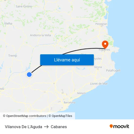 Vilanova De L'Aguda to Cabanes map