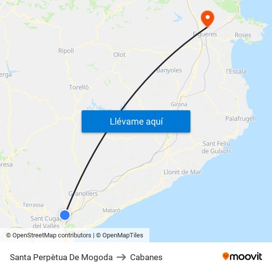 Santa Perpètua De Mogoda to Cabanes map
