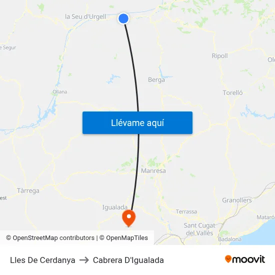 Lles De Cerdanya to Cabrera D'Igualada map