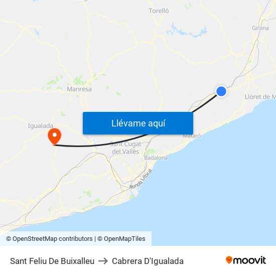 Sant Feliu De Buixalleu to Cabrera D'Igualada map