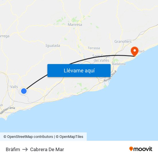 Bràfim to Cabrera De Mar map