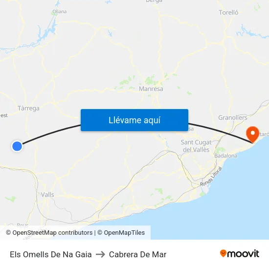 Els Omells De Na Gaia to Cabrera De Mar map