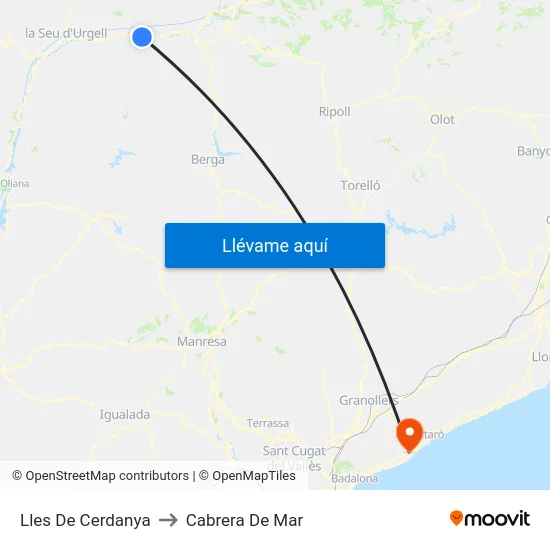 Lles De Cerdanya to Cabrera De Mar map