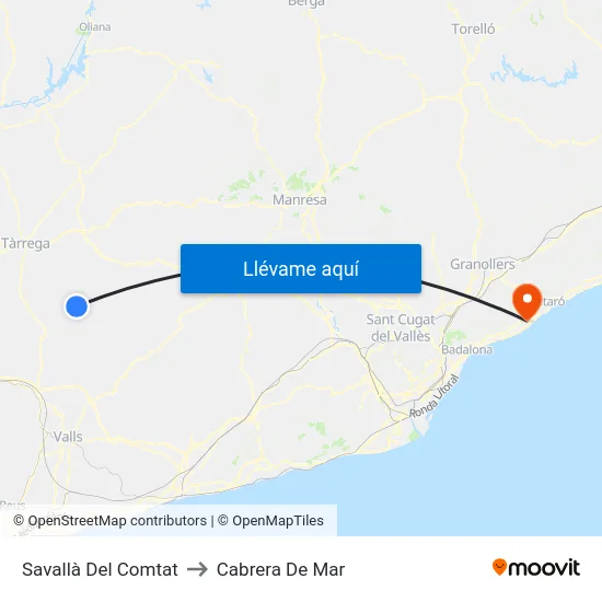 Savallà Del Comtat to Cabrera De Mar map