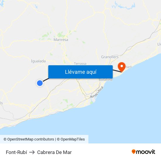 Font-Rubí to Cabrera De Mar map