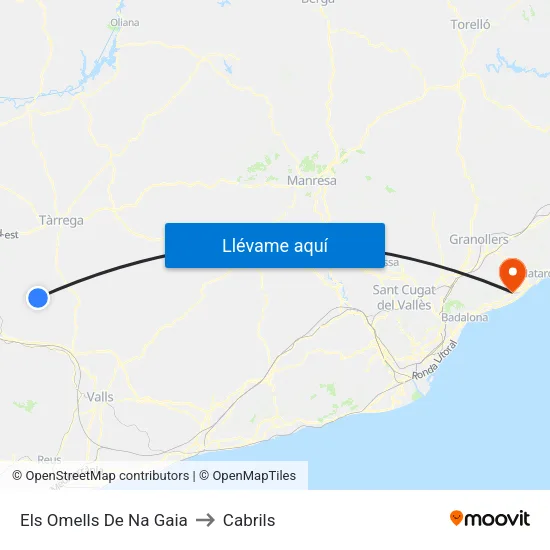 Els Omells De Na Gaia to Cabrils map
