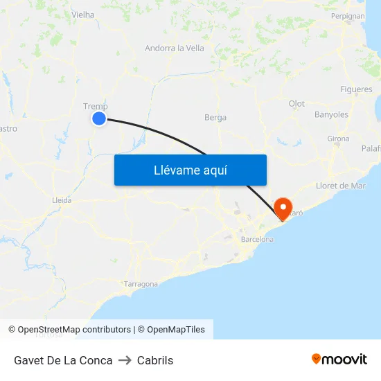 Gavet De La Conca to Cabrils map