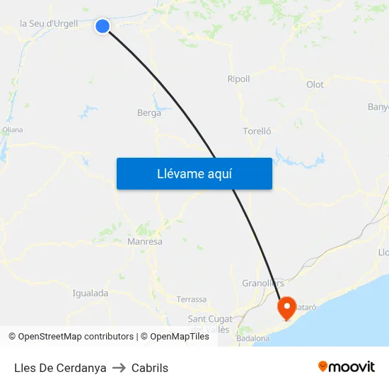 Lles De Cerdanya to Cabrils map