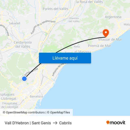 Vall D'Hebron | Sant Genís to Cabrils map