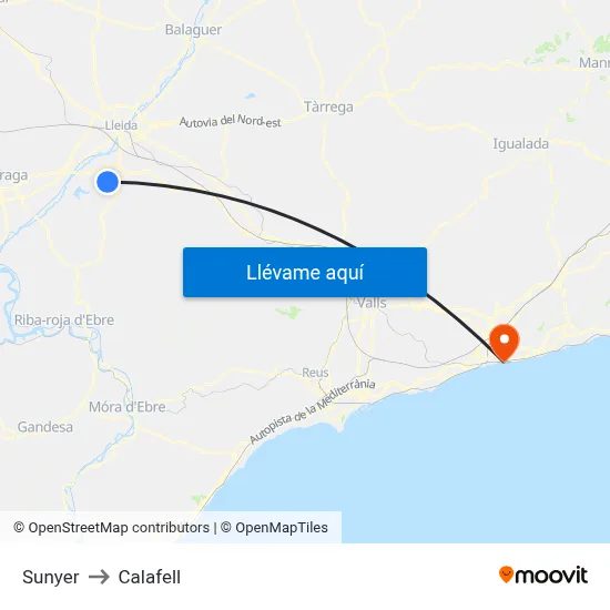 Sunyer to Calafell map