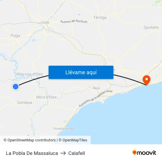 La Pobla De Massaluca to Calafell map