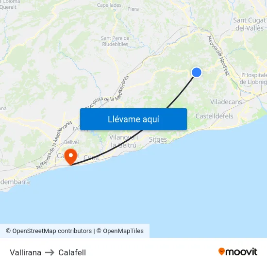 Vallirana to Calafell map