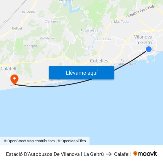 Estació D'Autobusos De Vilanova I La Geltrú to Calafell map