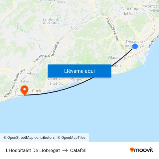 L’Hospitalet De Llobregat to Calafell map