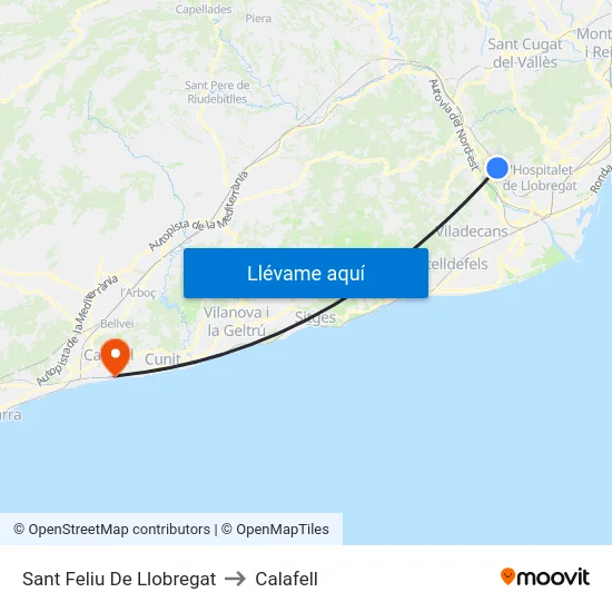 Sant Feliu De Llobregat to Calafell map