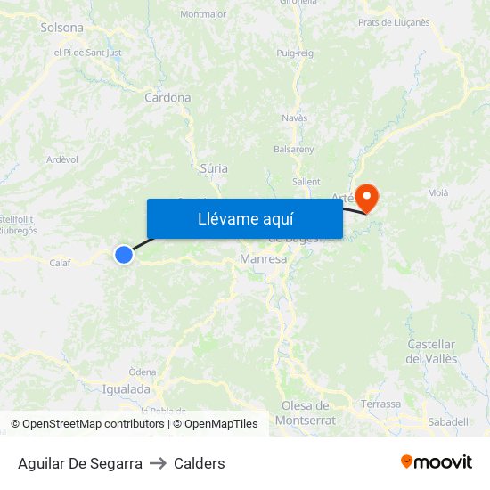 Aguilar De Segarra to Calders map
