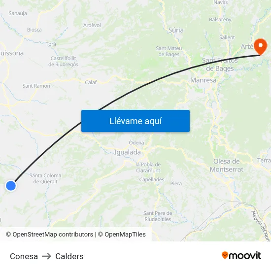 Conesa to Calders map