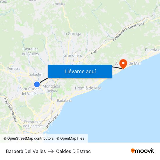 Barberà Del Vallès to Caldes D'Estrac map