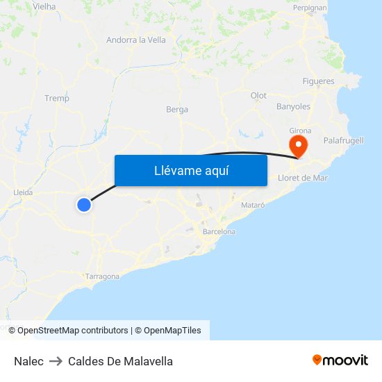 Nalec to Caldes De Malavella map