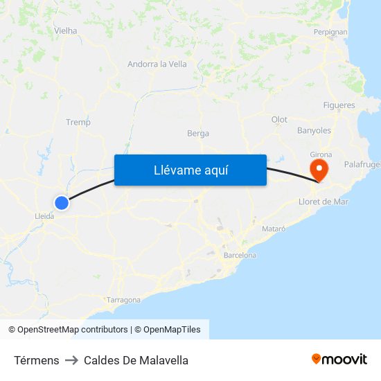 Térmens to Caldes De Malavella map