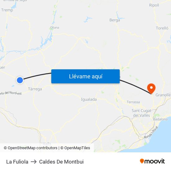 La Fuliola to Caldes De Montbui map