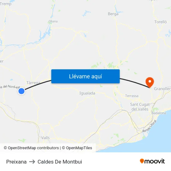 Preixana to Caldes De Montbui map