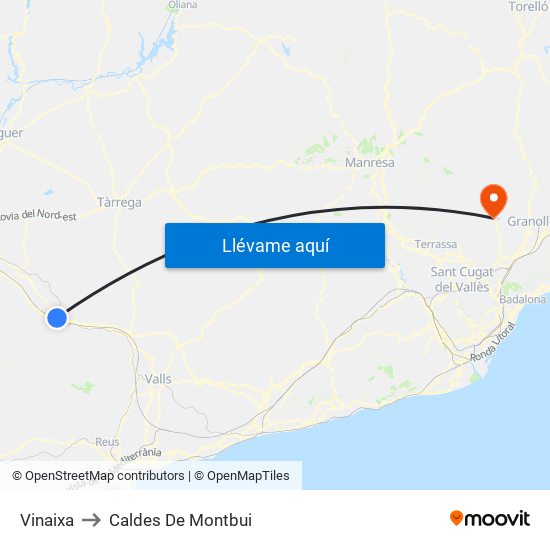 Vinaixa to Caldes De Montbui map