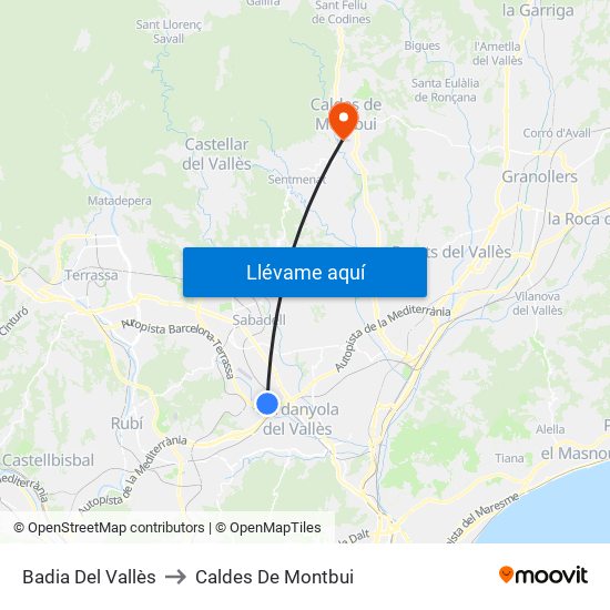 Badia Del Vallès to Caldes De Montbui map