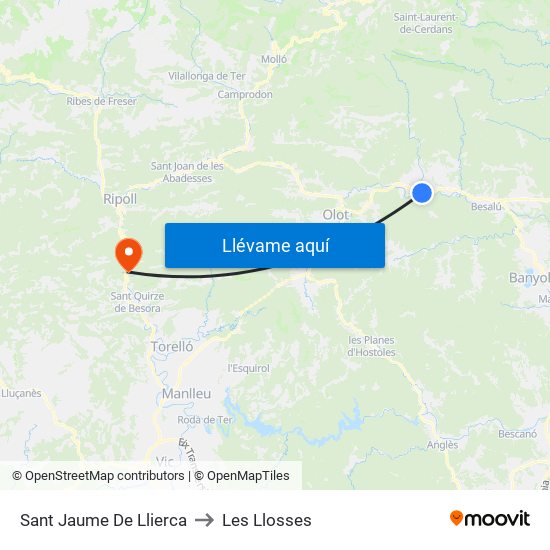 Sant Jaume De Llierca to Les Llosses map