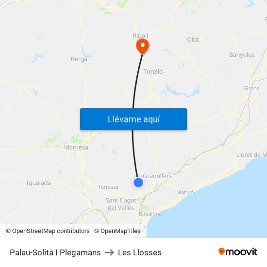 Palau-Solità I Plegamans to Les Llosses map