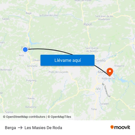 Berga to Les Masies De Roda map