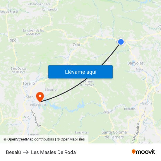 Besalú to Les Masies De Roda map