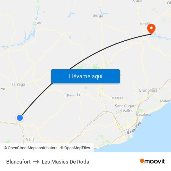 Blancafort to Les Masies De Roda map