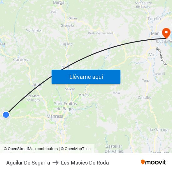 Aguilar De Segarra to Les Masies De Roda map