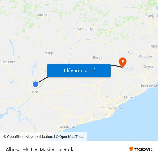 Albesa to Les Masies De Roda map