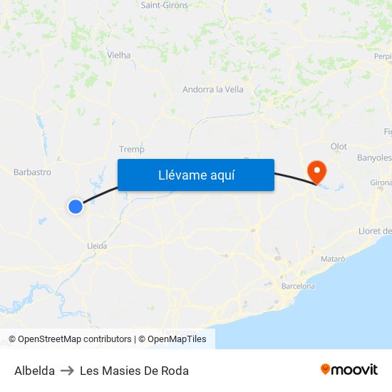 Albelda to Les Masies De Roda map