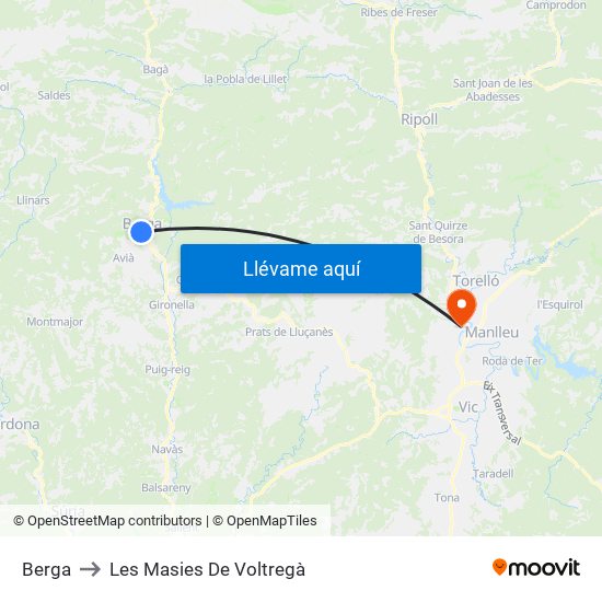 Berga to Les Masies De Voltregà map