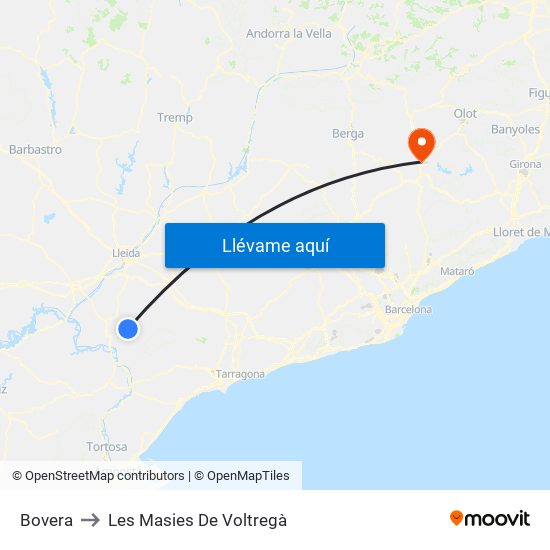 Bovera to Les Masies De Voltregà map