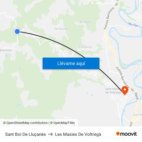 Sant Boi De Lluçanès to Les Masies De Voltregà map