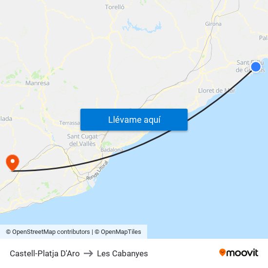 Castell-Platja D'Aro to Les Cabanyes map