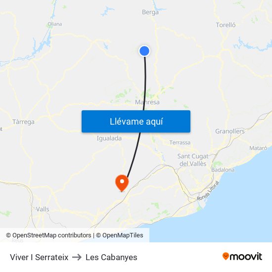 Viver I Serrateix to Les Cabanyes map